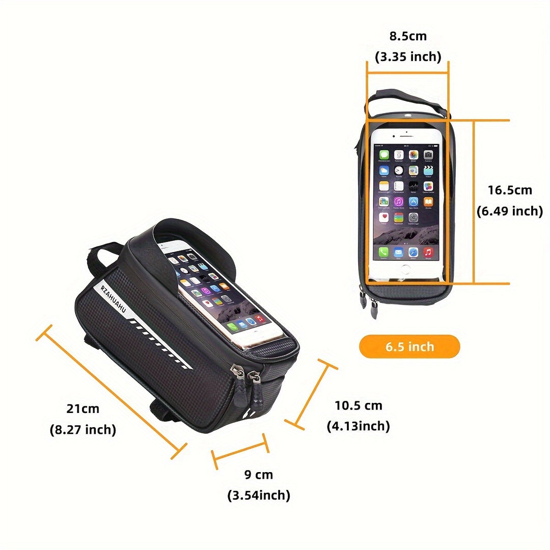 Adjustable Bike Frame Bag with Magsafe Accessory — bike frame bag with touch screen holder