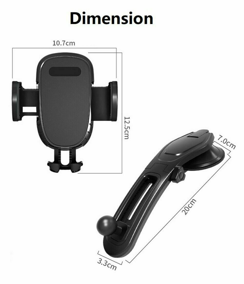 Universal Car Phone Mount with One-Touch Lock for Dashboard & Windshield