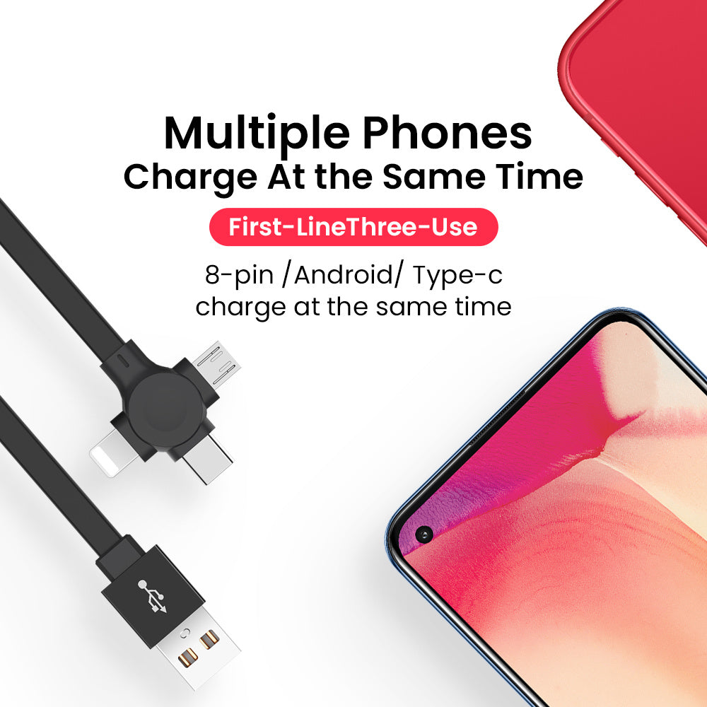 Multi Device Retractable Charging Cable — 3-in-1 charging cable