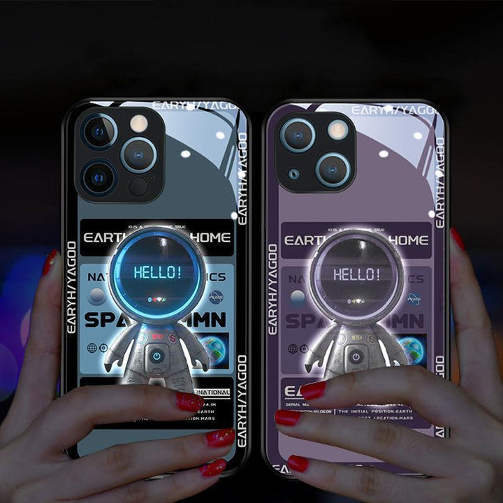 Astronaut Galaxy iPhone Case - Blue, Purple, Green Tempered Glass